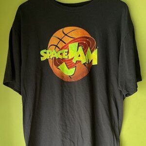 Vintage Space Jam Graphic T-Shirt Men's Black Multicolor Short Sleeve Size 2XL